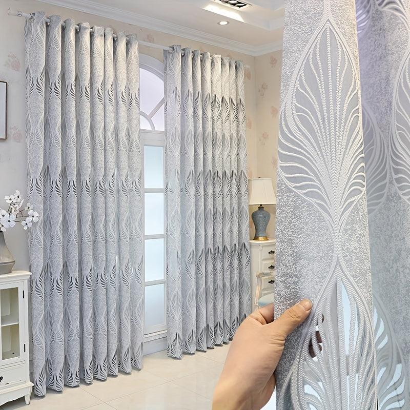 Hollow Leaf Jacquard Sheer Curtain - Enhance Home Decor with Style and Privacy