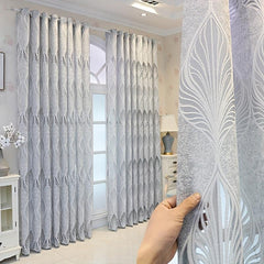 Hollow Leaf Jacquard Sheer Curtain - Enhance Home Decor with Style and Privacy