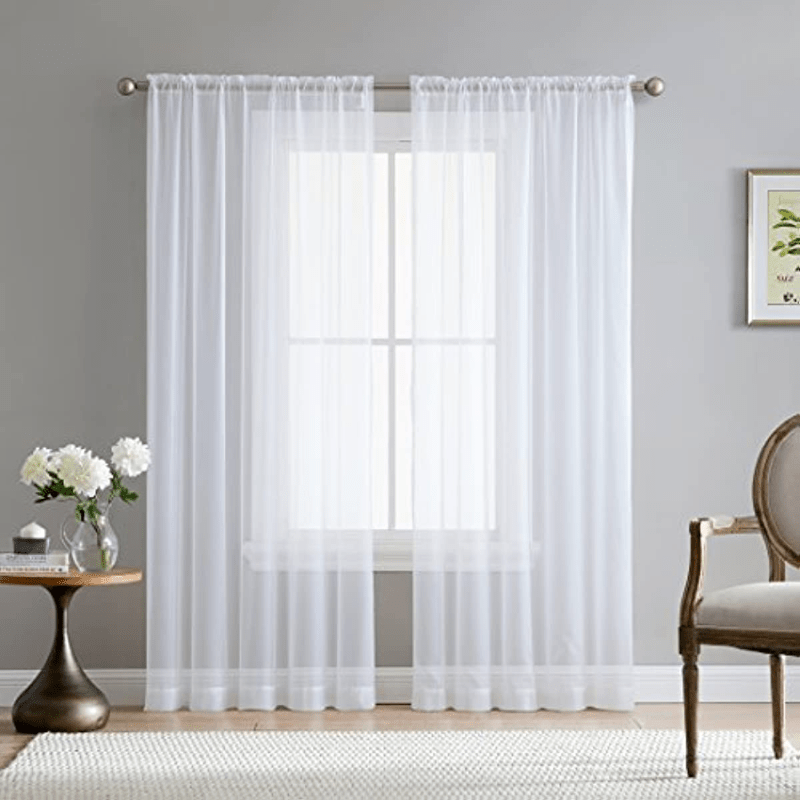1pc Sheer Voile Rod Pocket Curtain Panel 54x84 Inches