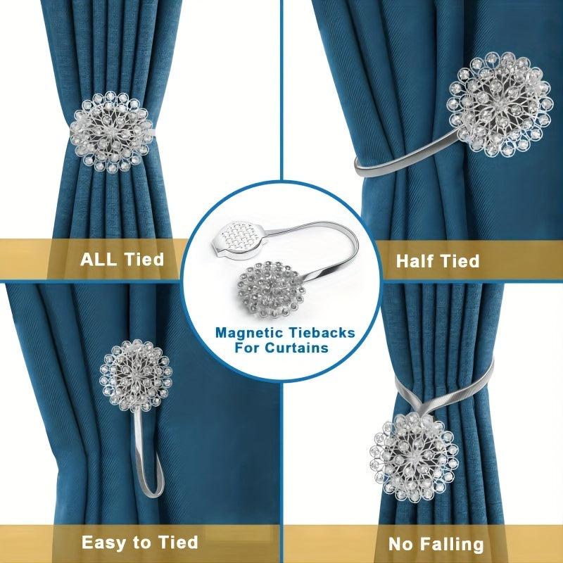 1pc Magnetic Tieback For Curtains Crystal Flower Curtain Tiebacks