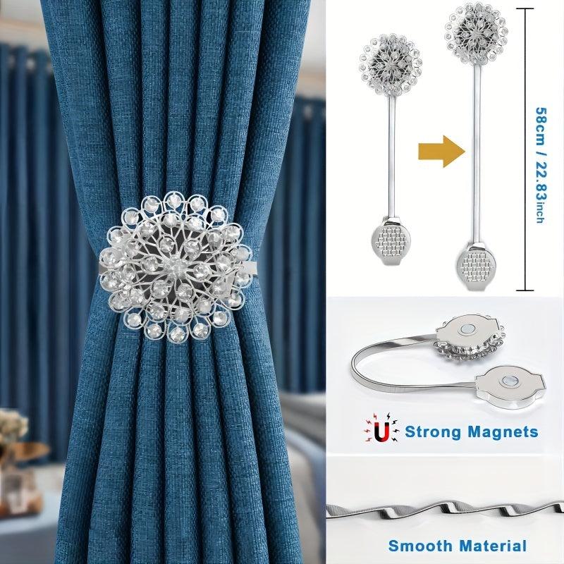 1pc Magnetic Tieback For Curtains Crystal Flower Curtain Tiebacks