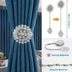 1pc Magnetic Tieback For Curtains Crystal Flower Curtain Tiebacks