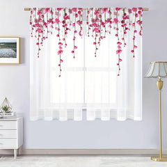 Pink Peach Blossom Sheer Curtain Rod Curtains Living Room Decor