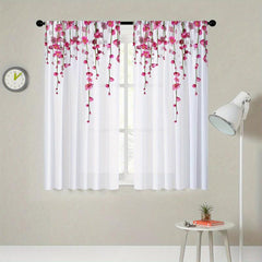 Pink Peach Blossom Sheer Curtain Rod Curtains Living Room Decor