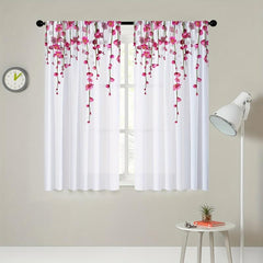 Pink Peach Blossom Sheer Curtain Rod Curtains Living Room Decor