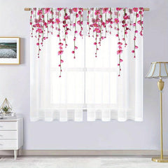 Pink Peach Blossom Sheer Curtain Rod Curtains Living Room Decor
