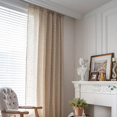 Polyester Linen Curtains with Hollow Stitching American Style Kitchen Curtains