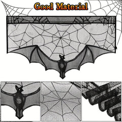 Lace Spider Web Bat Curtain Halloween Decoration