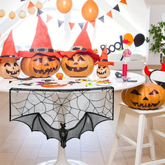 Lace Spider Web Bat Curtain Halloween Decoration