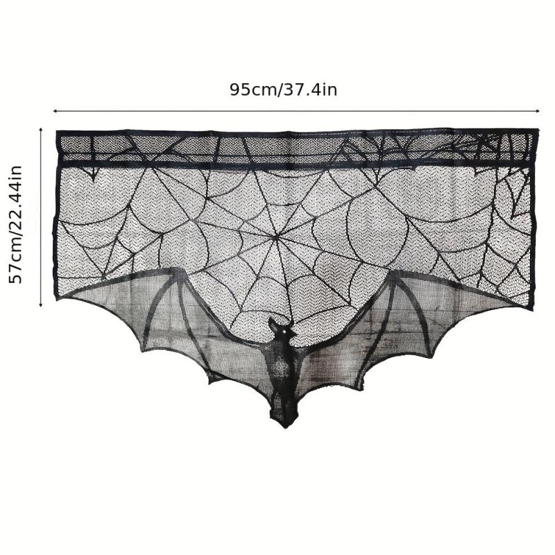 Lace Spider Web Bat Curtain Halloween Decoration