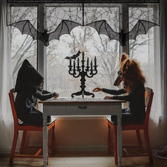 Lace Spider Web Bat Curtain Halloween Decoration