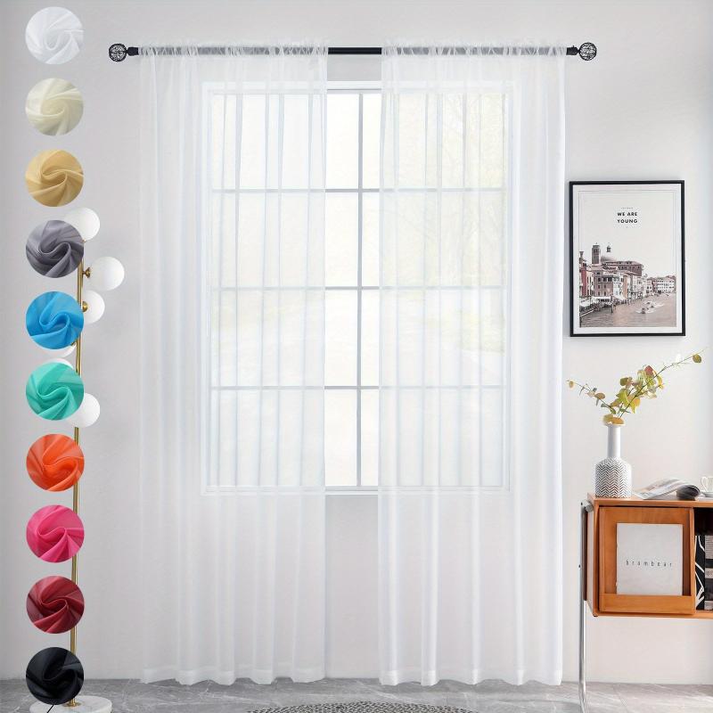 Sheer Voile Rod Pocket Window Curtain for Home Decor