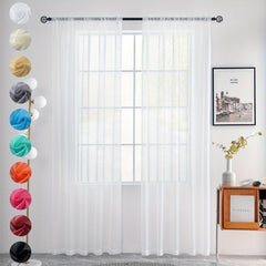 Sheer Voile Rod Pocket Window Curtain for Home Decor