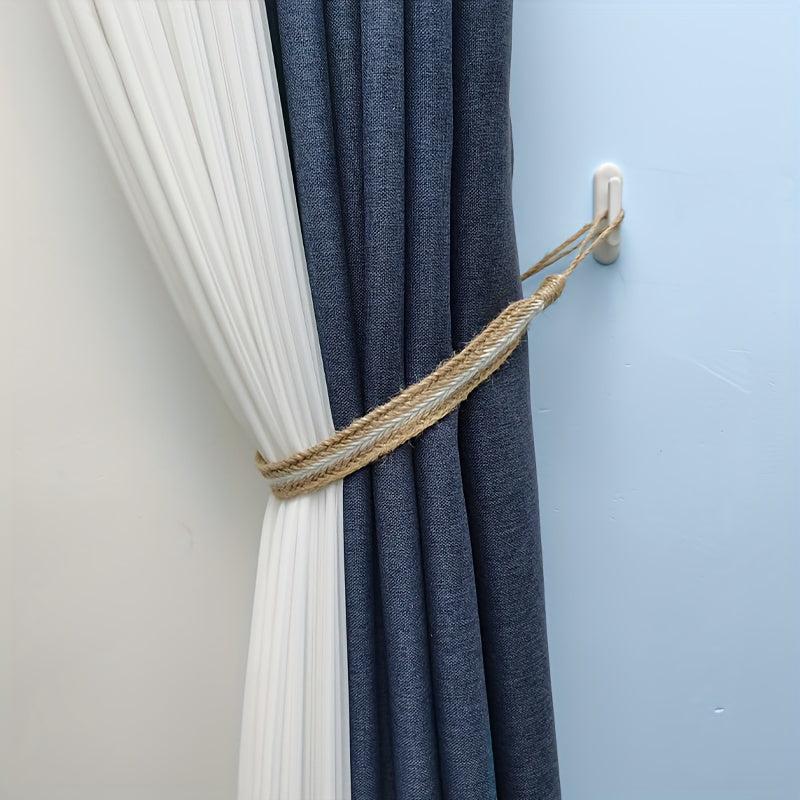 2pcs Curtain Rope Curtain Buckle Knitted Knot Braided Window Curtain Tiebacks