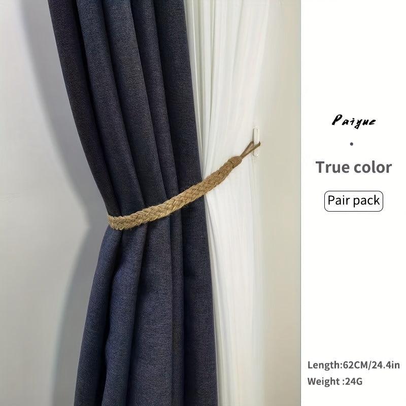 2pcs Curtain Rope Curtain Buckle Knitted Knot Braided Window Curtain Tiebacks