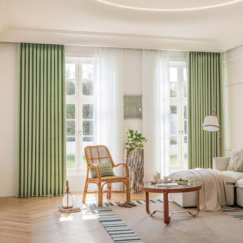1pc Matcha Green Blackout Bedroom Curtain Home Decor