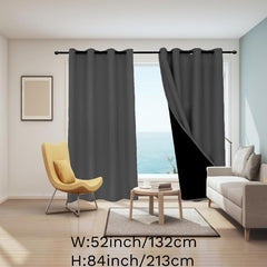 Blackout Grommet Top Curtains for Bedroom - Insulated Room Darkening Drapes