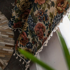 Elegant Jacquard Flower Pattern Curtain with Tassel