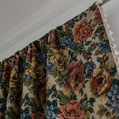 Elegant Jacquard Flower Pattern Curtain with Tassel