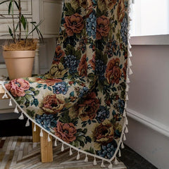 Elegant Jacquard Flower Pattern Curtain with Tassel