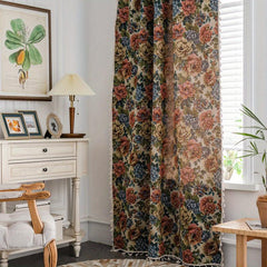 Elegant Jacquard Flower Pattern Curtain with Tassel