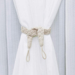 2pcs Curtain Rope Buckle Cotton Knitted Knot Braided Window Curtain Tiebacks