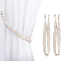 2pcs Curtain Rope Buckle Cotton Knitted Knot Braided Window Curtain Tiebacks
