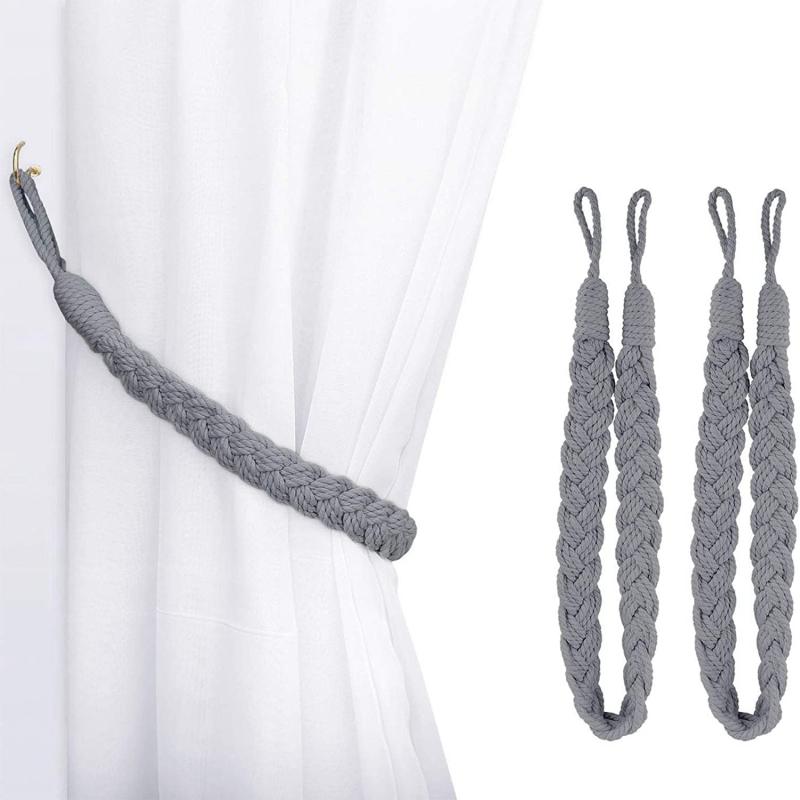 2pcs Curtain Rope Buckle Cotton Knitted Knot Braided Window Curtain Tiebacks