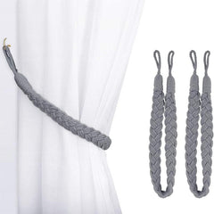 2pcs Curtain Rope Buckle Cotton Knitted Knot Braided Window Curtain Tiebacks