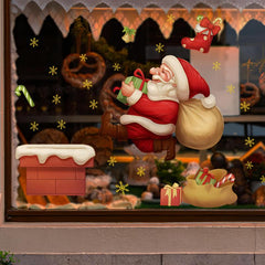 2pcs Christmas Window Stickers Santa Claus Windows Decals