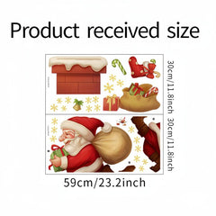 2pcs Christmas Window Stickers Santa Claus Windows Decals