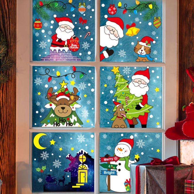 Christmas Glass Electrostatic Window Sticker Santa Claus Elk Window Sticker