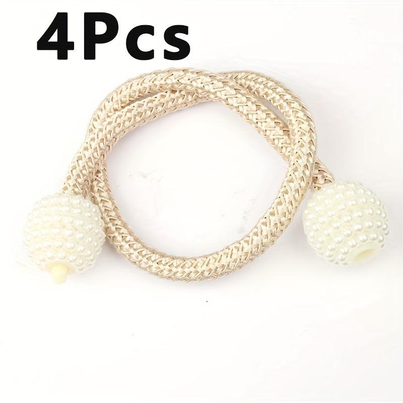 4pcs Faux Pearl Magnetic Curtain Clip Holdback