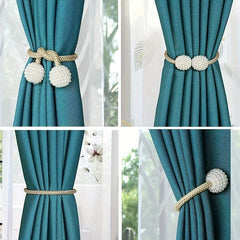 4pcs Faux Pearl Magnetic Curtain Clip Holdback