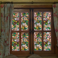 Magnolia Pattern Frosted Window Film for Privacy and Style