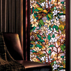 Magnolia Pattern Frosted Window Film for Privacy and Style