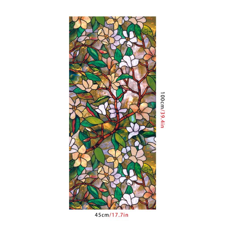 Magnolia Pattern Frosted Window Film for Privacy and Style