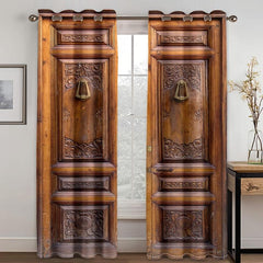 2pcs Retro Barn Curtains Industrial Style Storage Room Waterproof Non Fading