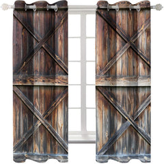 2pcs Retro Barn Curtains Industrial Style Storage Room Waterproof Non Fading