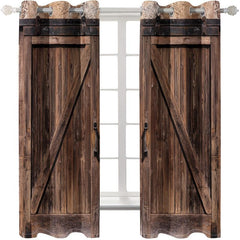 2pcs Retro Barn Curtains Industrial Style Storage Room Waterproof Non Fading