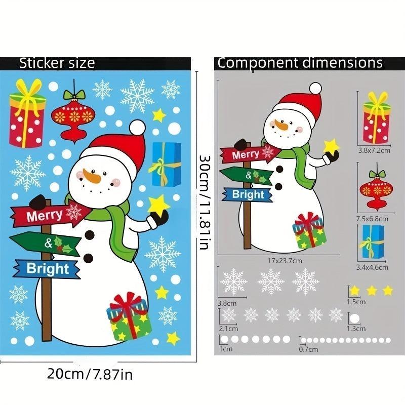 Christmas Window Stickers 6pcs Set Snowflake Santa Claus Snowman Decoration