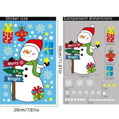 Christmas Window Stickers 6pcs Set Snowflake Santa Claus Snowman Decoration
