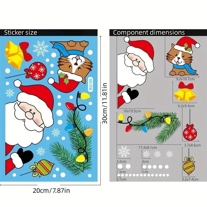 Christmas Window Stickers 6pcs Set Snowflake Santa Claus Snowman Decoration