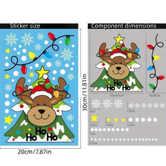 Christmas Window Stickers 6pcs Set Snowflake Santa Claus Snowman Decoration