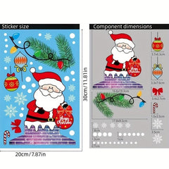 Christmas Window Stickers 6pcs Set Snowflake Santa Claus Snowman Decoration