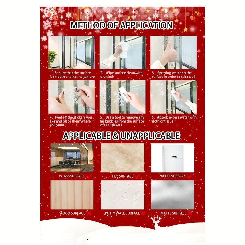 Christmas Window Stickers 6pcs Set Snowflake Santa Claus Snowman Decoration