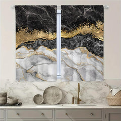 Golden Marble Kitchen Curtains Set