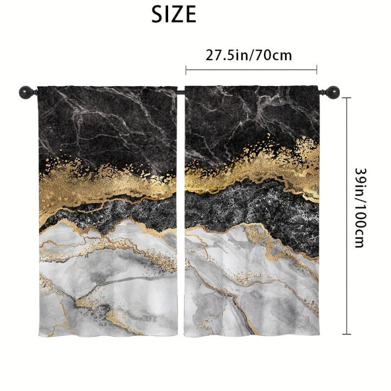 Golden Marble Kitchen Curtains Set