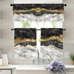 Golden Marble Kitchen Curtains Set