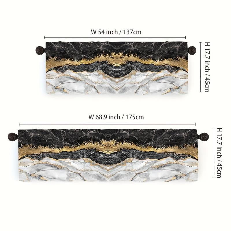 Golden Marble Kitchen Curtains Set